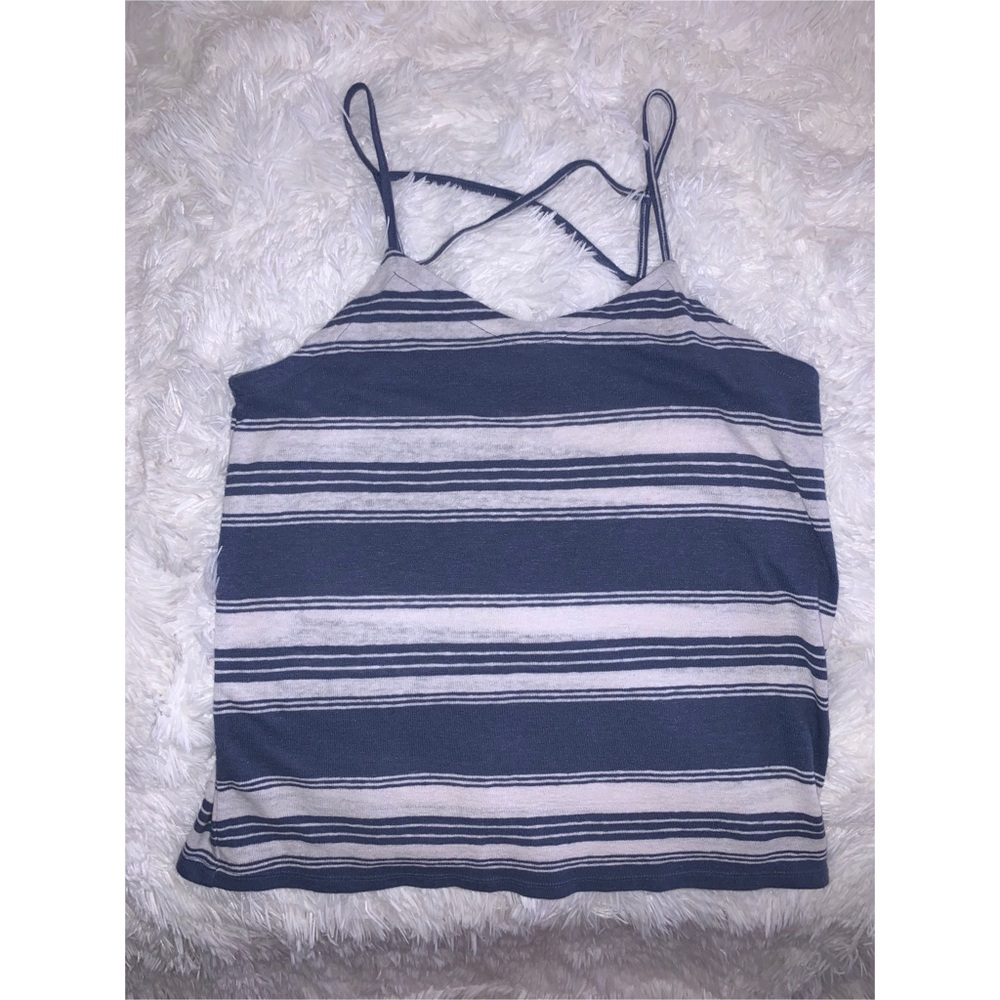 Blue and white striped tank